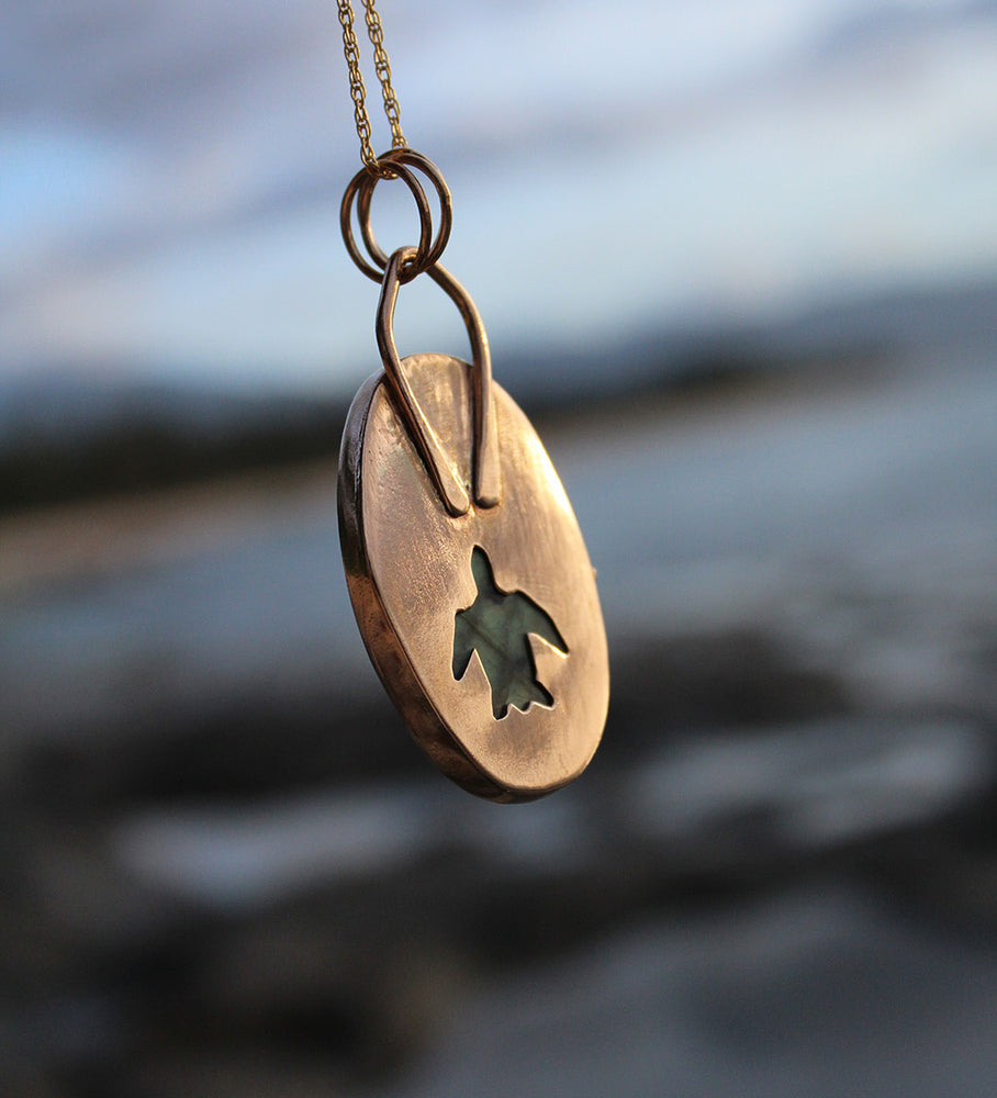 
                  
                    Oval Green Labradorite Decorative Coral Inspired Pendant in 14K Gold Fill
                  
                