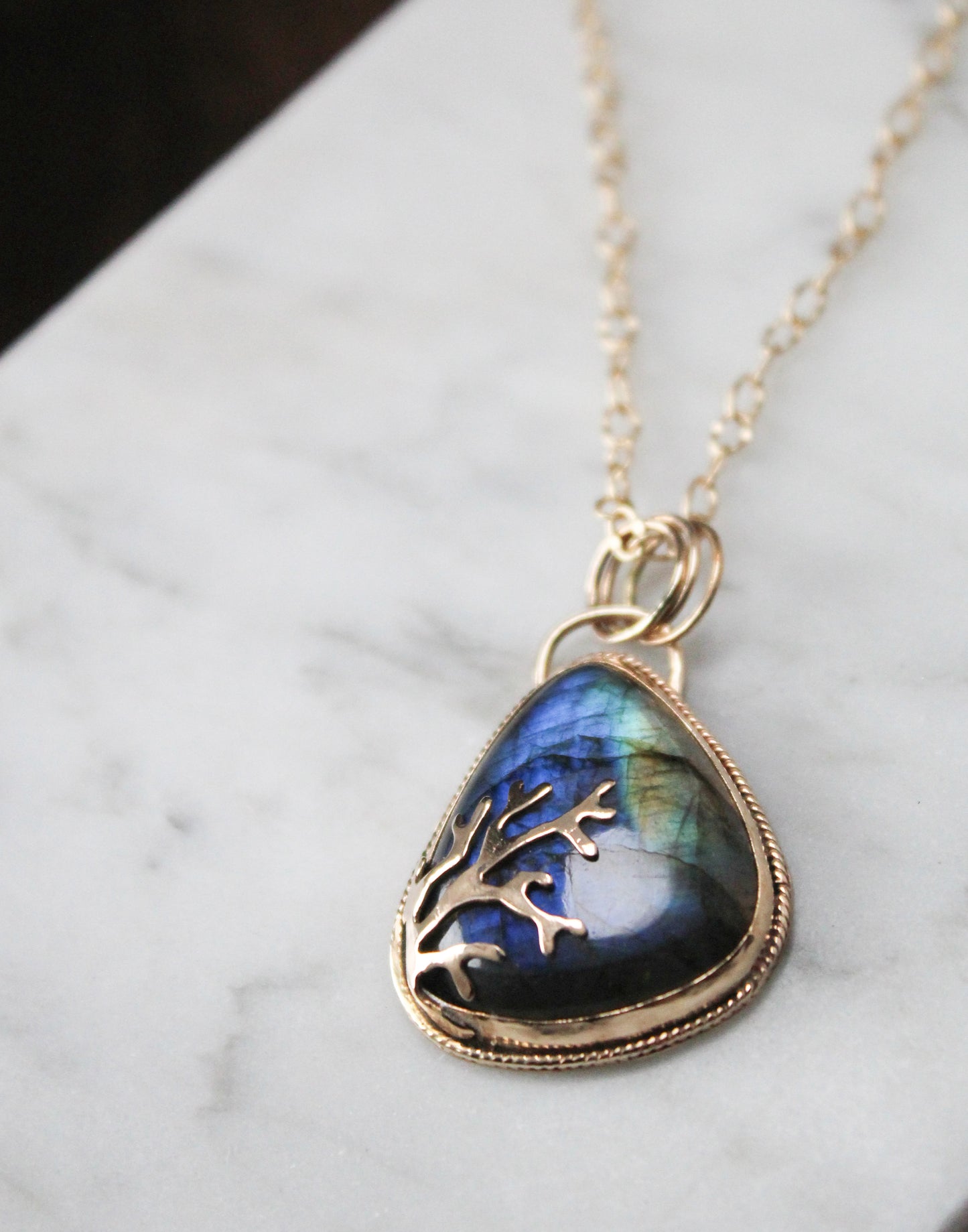 
                  
                    Teardrop Blue Green Labradorite Decorative Pendant in 14K Gold Fill
                  
                