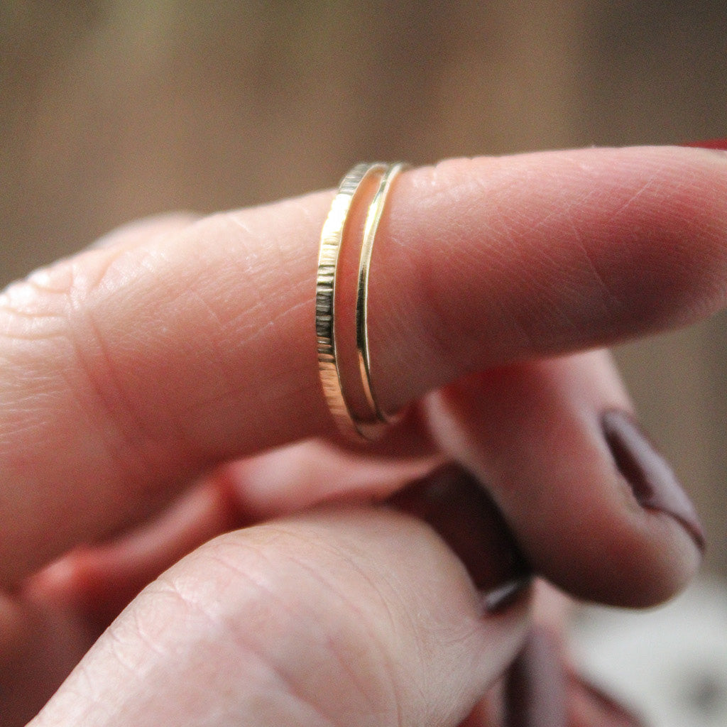 
                  
                    14K Gold Fill Hammered + Smooth Stacker ring duo (2) - MADE TO ORDER
                  
                