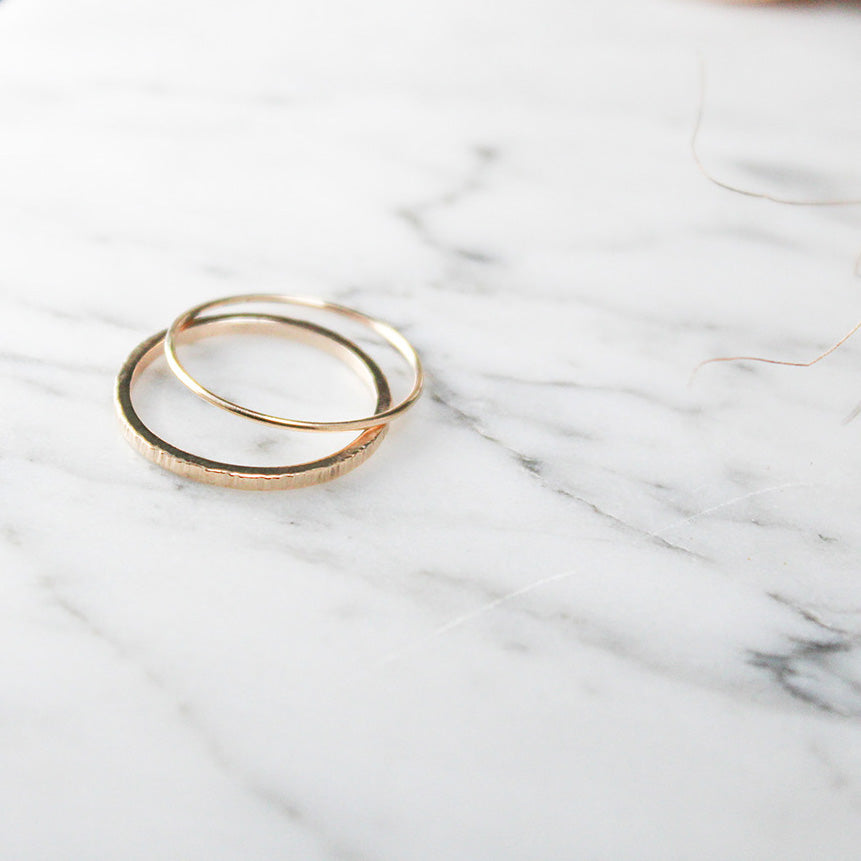 
                  
                    14K Gold Fill Hammered + Smooth Stacker ring duo (2) - MADE TO ORDER
                  
                