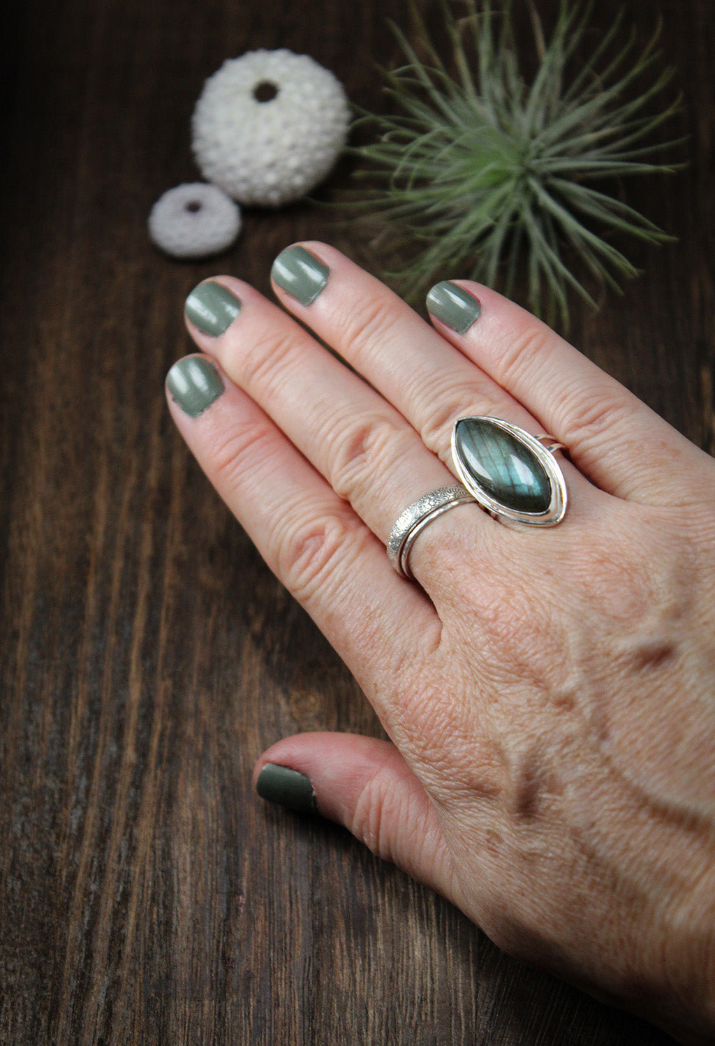 
                  
                    Petite Navette Labradorite Sterling Silver Ring – Size 4.75
                  
                