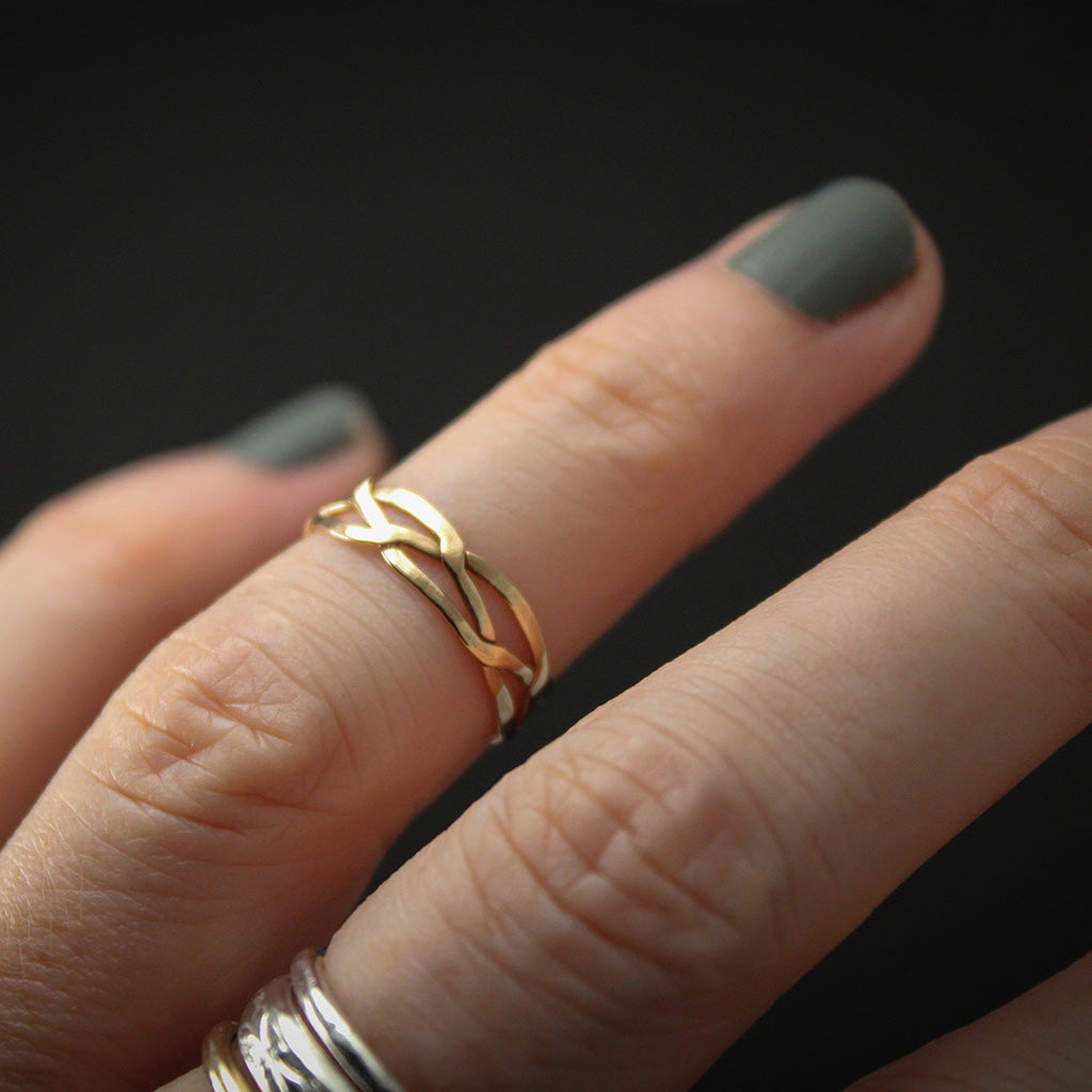 Delicate Hammered Woven Band in 14K Gold Fill - MADE TO ORDER
